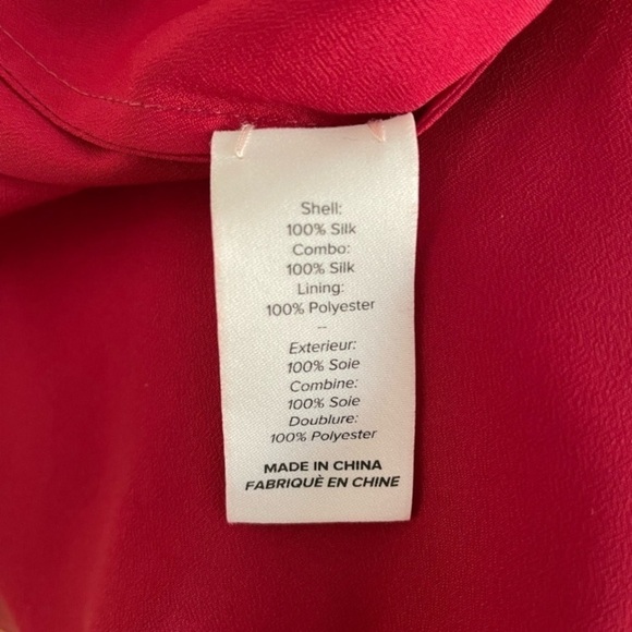 Cinq a’ Sept Fira Tiered Silk Dress Flowy Bishop Sleeves  in Pomegranate Red - Picture 9 of 12